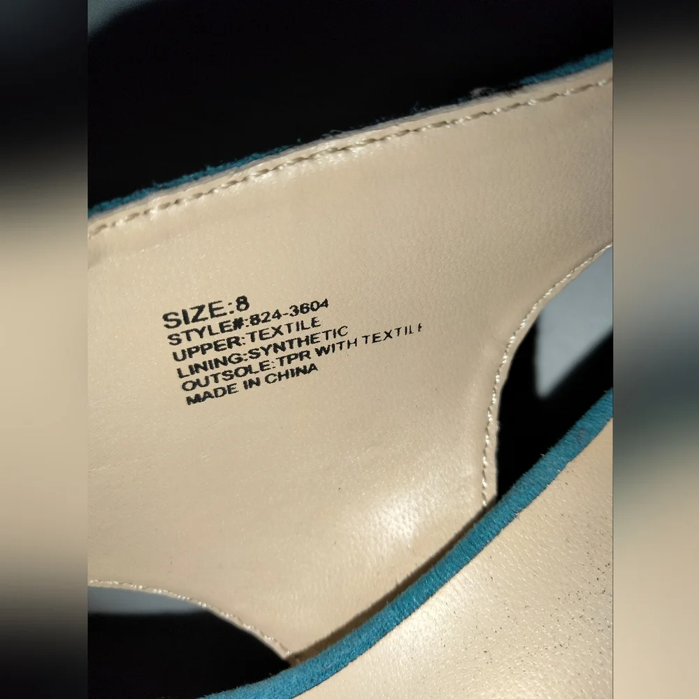 New York & Company (Sz 8) Teal Blue Open Toe Ankle Buckle Strap Platform Heels